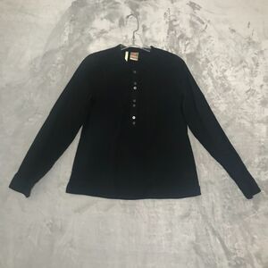 Merrell Top Womens XS Black Textured Cotton Henley Long Sleeve Outdoor Casual